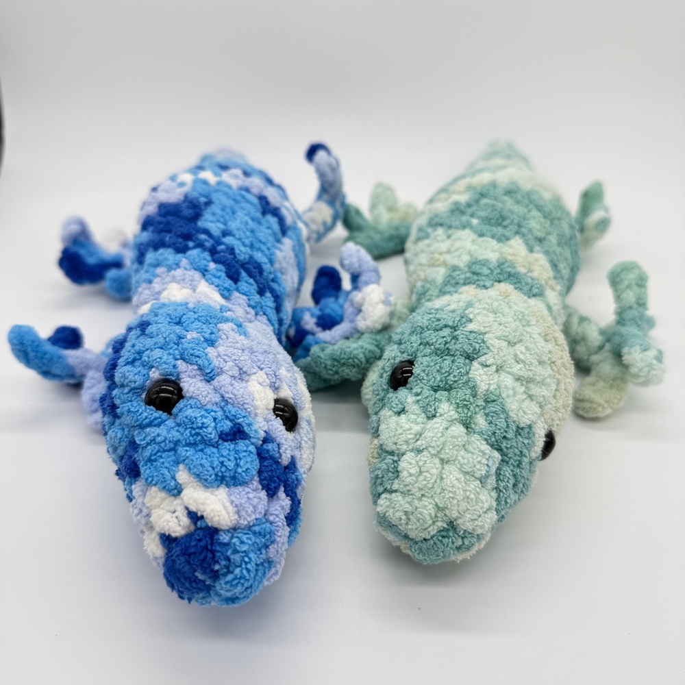 Handmade Crochet Lizard Plushies Set of 2 Cute Stuffed Animal Toy Soft Kids Gift
